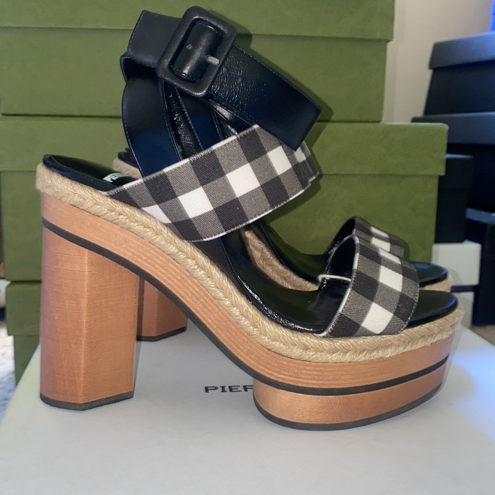PIERRE HARDY Gingham Platform Heels (size: 38 & 38.5)
